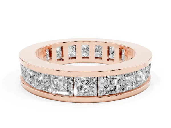 Princess Cut Eternity Band with Channel Set Rose gold