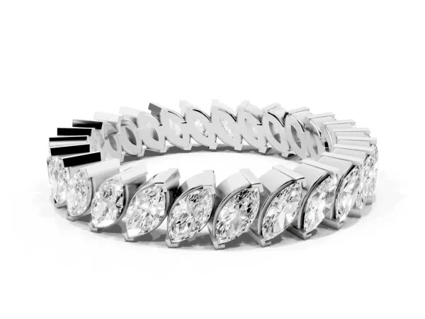Marquise Diamond Shared Prong Full Eternity Band White gold