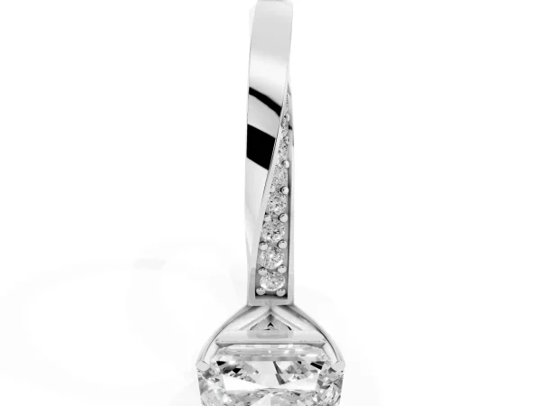 Radiant Cut Diamond Engagement Ring with Side Stone Accents and Four-Prong Setting White gold