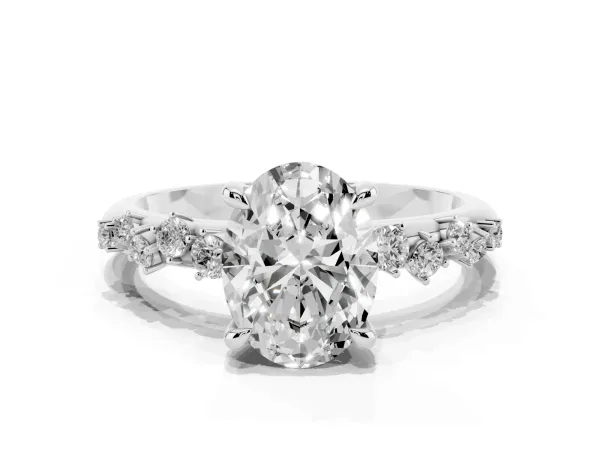 Oval Cut Cut Diamond Vine Band with Four-Prong Setting White gold