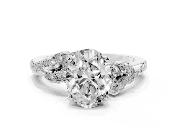Oval Cut Solitaire Marquise Twist Band with Six-Prong Setting White gold
