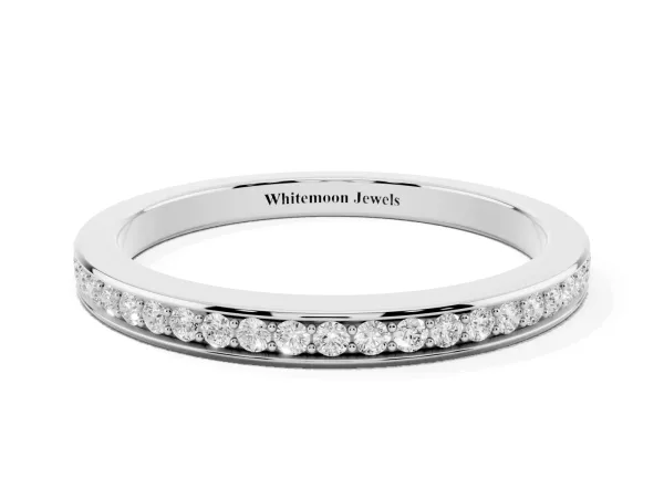 Round Diamond Pavé Set Eternity Band with Channel Setting White gold