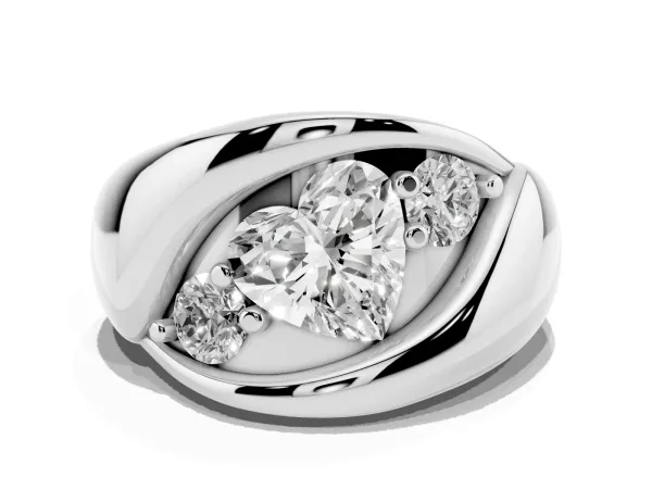 Channel Set Heart Cut Diamond Crossover Band White gold