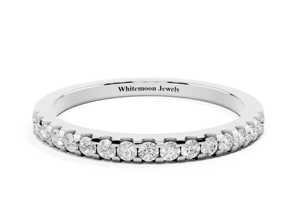 Round Diamond Half Eternity Prong Set Band White gold