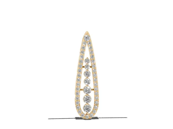 Teardrop Pavé Round Diamond Prong Pendant Yellow gold