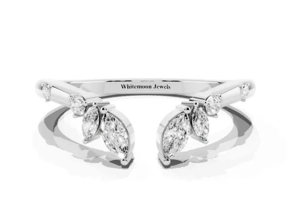 Open Marquise Cluster Diamond Band with Prong Setting White gold