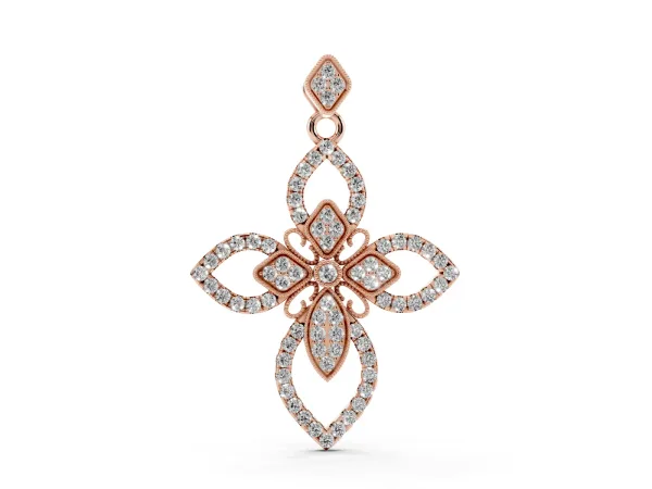 Pavé Marquise Diamond Cross Pendant Rose gold