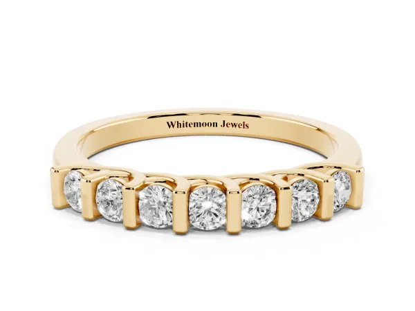 Channel-Set Round Diamond Half-Eternity Band Yellow gold