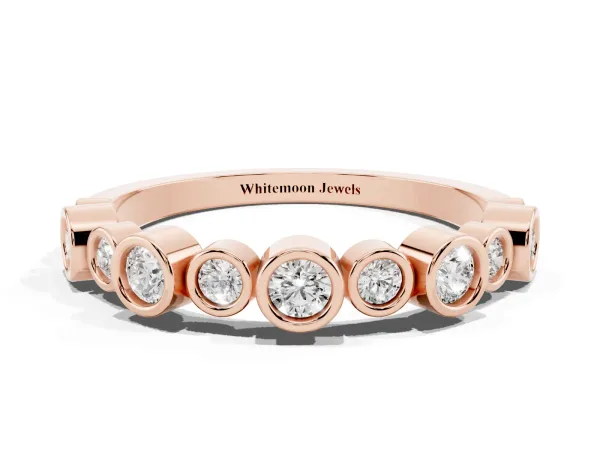 Bezel Set Round Diamond Half Eternity Band Rose gold