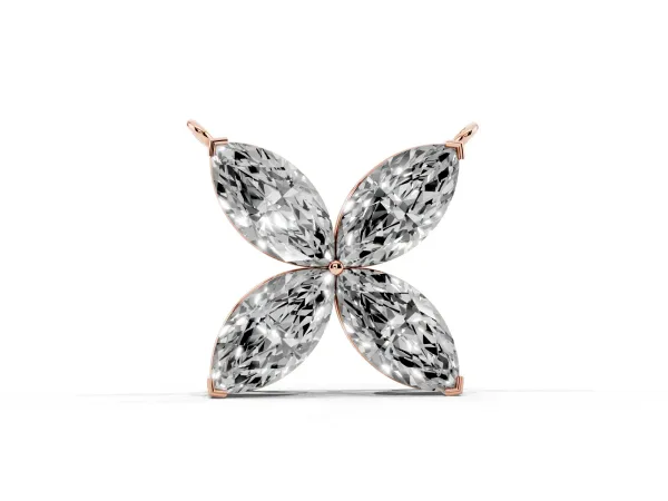 Four-Prong Marquise Diamond Flower Pendant Rose gold