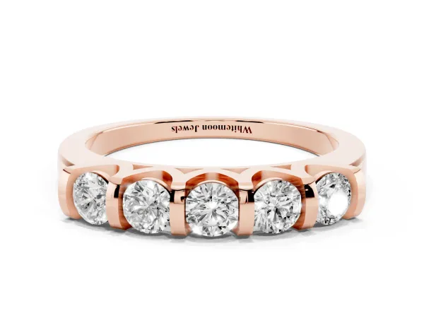 Five-Stone Round Diamond Half-Eternity Bar-Set Ring Rose gold