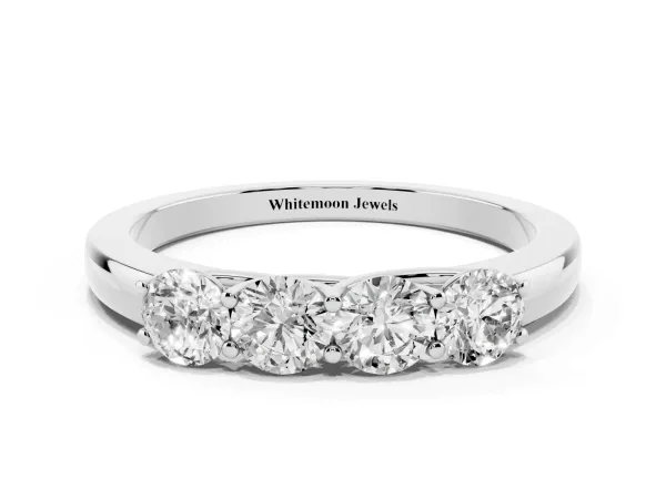 Four-Stone Round Diamond Prong-Set Band White gold