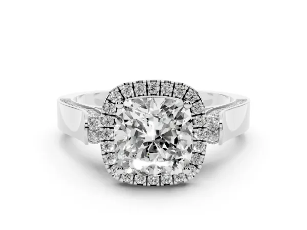 Cushion Cut Halo Pave Split Shank Prong Setting Ring Platinum