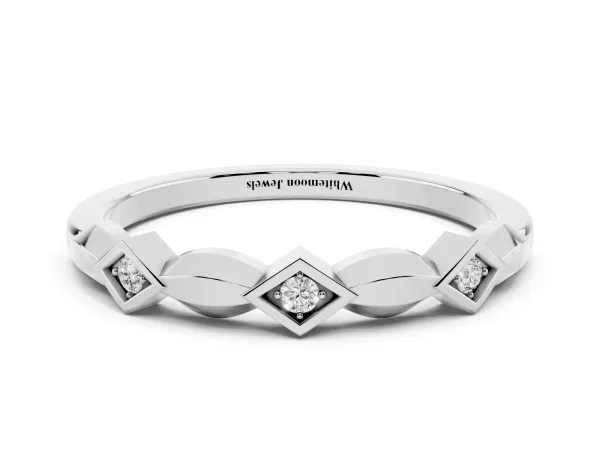 Square Diamond Twist Band with Bezel Setting White gold