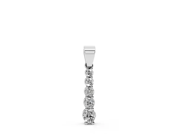 Round Diamond Vertical Pendant with Prong Setting Silver