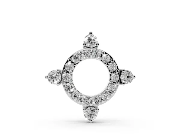 Round Diamond Halo Pendant with Four-Prong Setting White gold