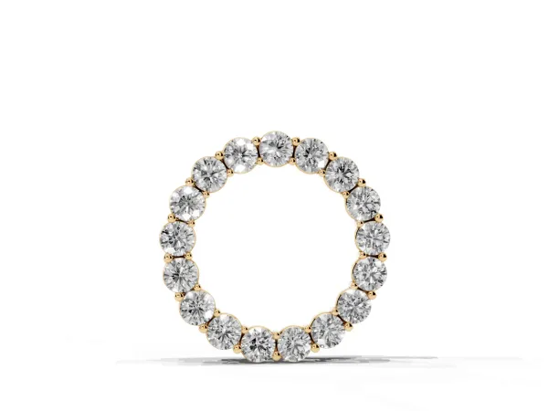 Round Diamond Circle Pendant with Prong Setting Yellow gold