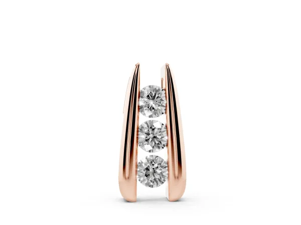 Vertical Channel Set Round Diamond Pendant Rose gold