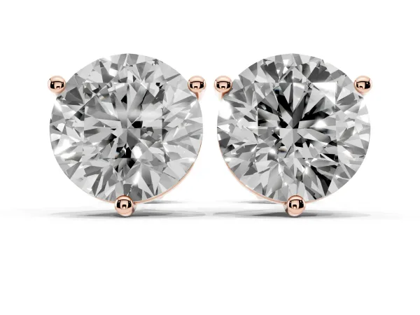 Round Brilliant Diamond Martini Stud Earrings Rose gold