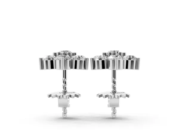 Cluster Round Diamond Stud Earrings White gold