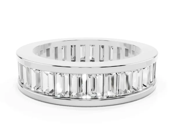 baguette Cut eternity band with channel set White gold