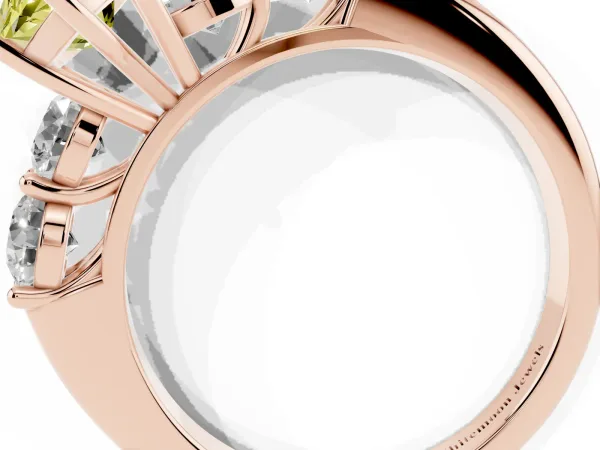 Fancy Yellow Marquise Cut Cut Five-Stone Prong Set Diamond Ring with Classic Band Rose gold