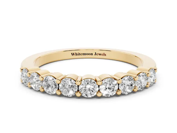 Round Diamond Prong Set Half-Eternity Band Yellow gold