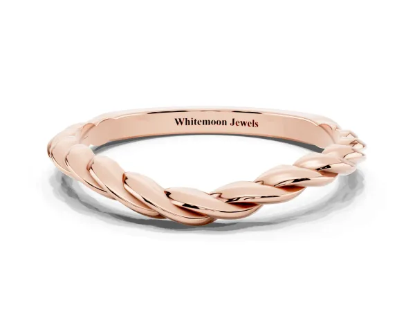 Marquise Diamond Twist Eternity Band with Bezel Setting Rose gold