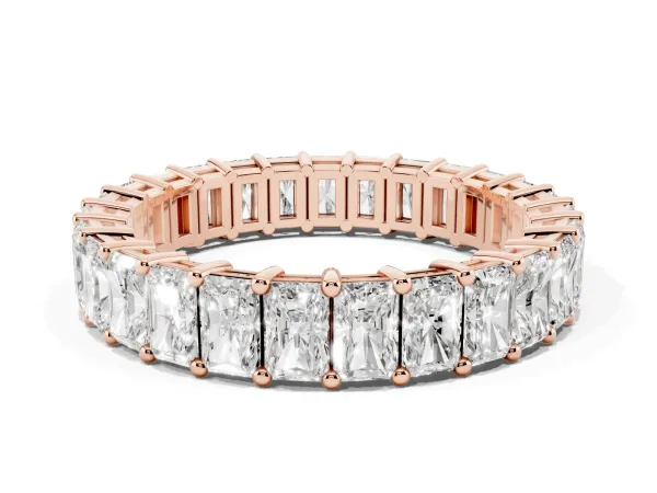 radiant Cut eternity band with shared prong setting Rose gold