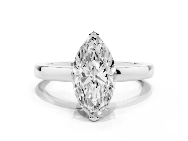 Marquise Cut Cut Solitaire Ring with Four-Prong Setting and Classic Band White gold
