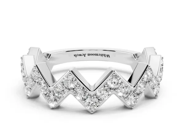 Zigzag Diamond Pave Round Eternity Band with Prong Setting White gold