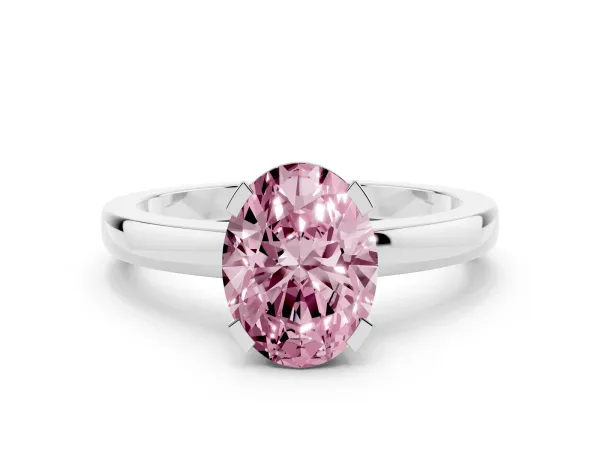 Fancy Pink Oval Cut Cut Solitaire Ring with Four-Prong Setting and Classic Band White gold
