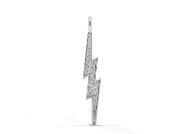 Pavé Set Lightning Bolt Pendant with Round Cut Stones Silver
