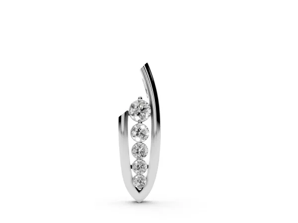 Channel Set Round Diamond Pendant with Bar Prong Setting Silver