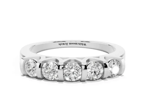 Five-Stone Round Diamond Half-Eternity Bar-Set Ring White gold