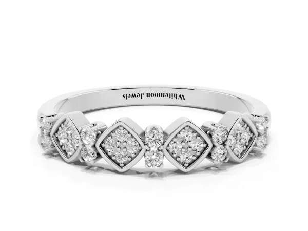 Pavé Cushion Diamond Cluster Eternity Band with Prong Setting Platinum