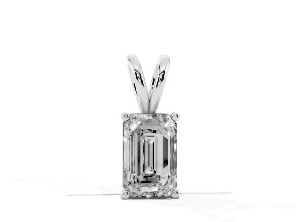 Emerald Cut Solitaire Pendant with Four-Prong Setting Silver