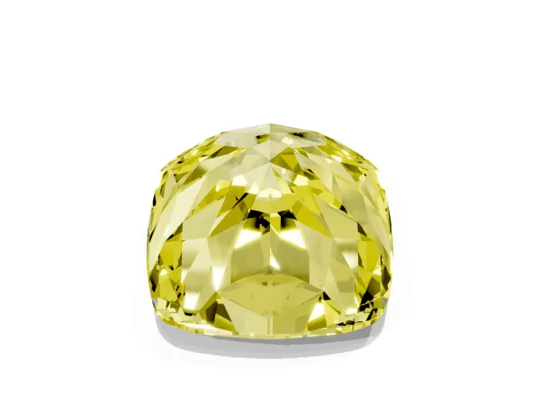 Fancy Yellow Cushion Cut Solitaire Engagement Ring with Cathedral Band and Four-Prong Setting Platinum