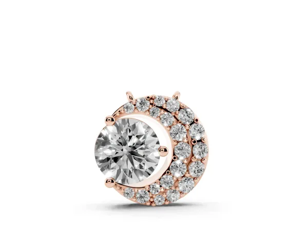 Round Prong-Set Diamond Pavé Pendant Rose gold