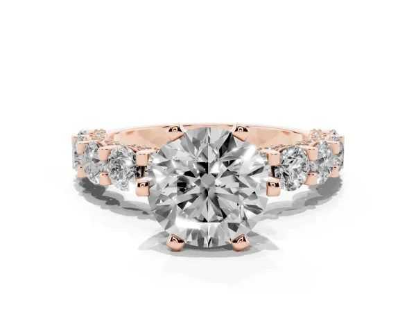 Round Diamond Mens Ring with Graduated Side Stones Rose gold