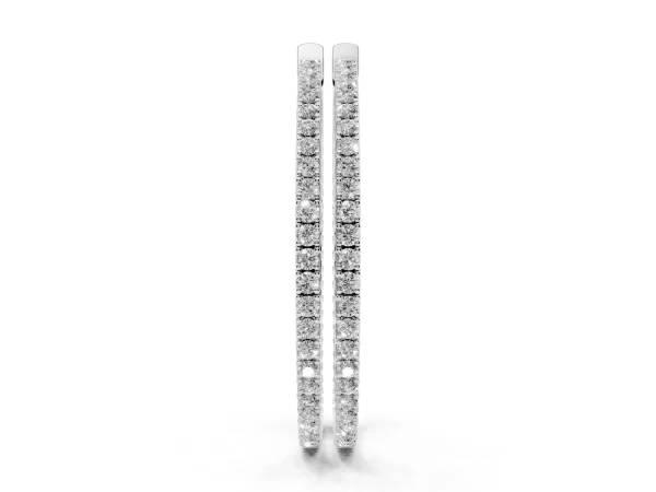 Round Cut Pave Diamond Hoop Earrings with Prong Setting Silver