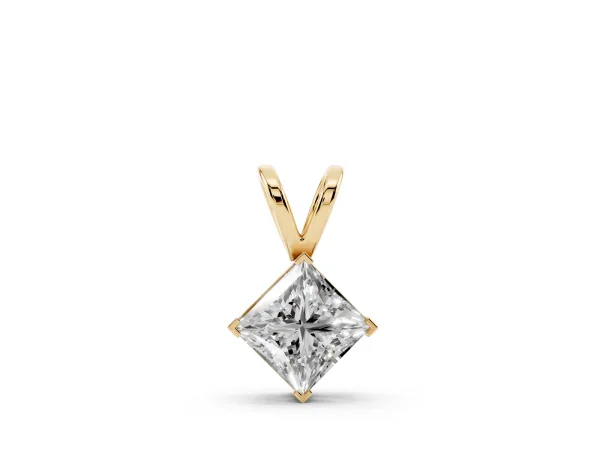 Princess Cut Bezel Set Pendant Yellow gold