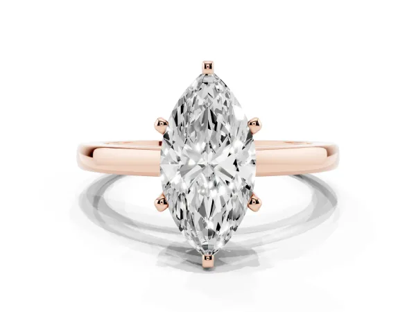 Marquise Cut Solitaire Diamond Engagement Ring with Four-Prong Setting on a Classic Band Rose gold