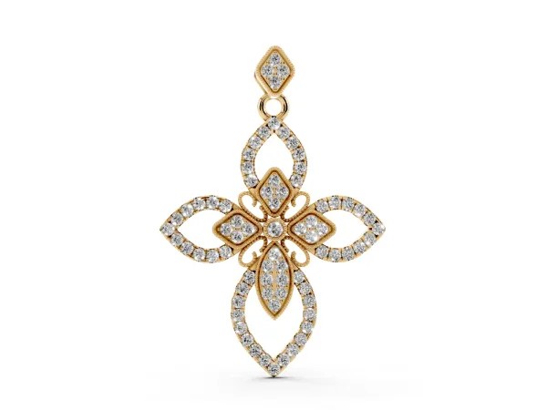 Pavé Marquise Diamond Cross Pendant Yellow gold