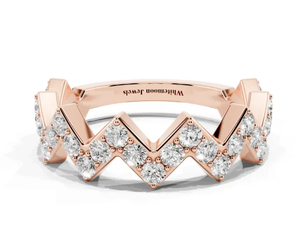 Zigzag Diamond Pave Round Eternity Band with Prong Setting Rose gold