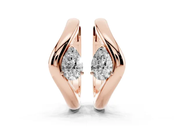 Pear Diamond Silhouette Hoop Earrings Rose gold