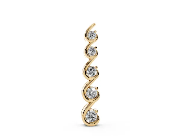 Round Diamond S-Curve Prong Pendant Yellow gold