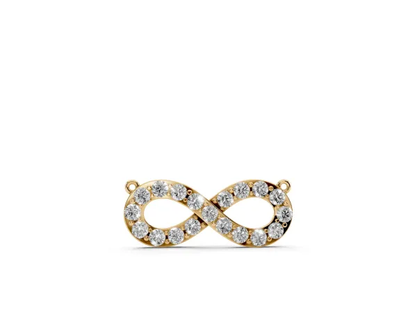 Infinity Pendant with Round Cut Diamonds in Pavé Setting Yellow gold