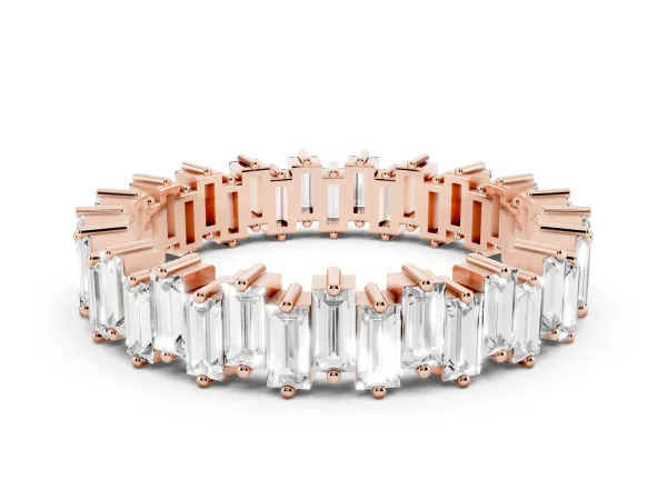 Baguette Diamond Full Eternity Ring with Prong Setting Rose gold