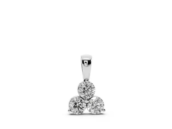 Triangular Cluster Round Diamond Prong Pendant Silver